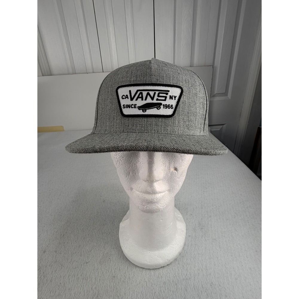 Vans Off The Wall Snapback Hat Grey Heather Twill Skateboard Patch Cap